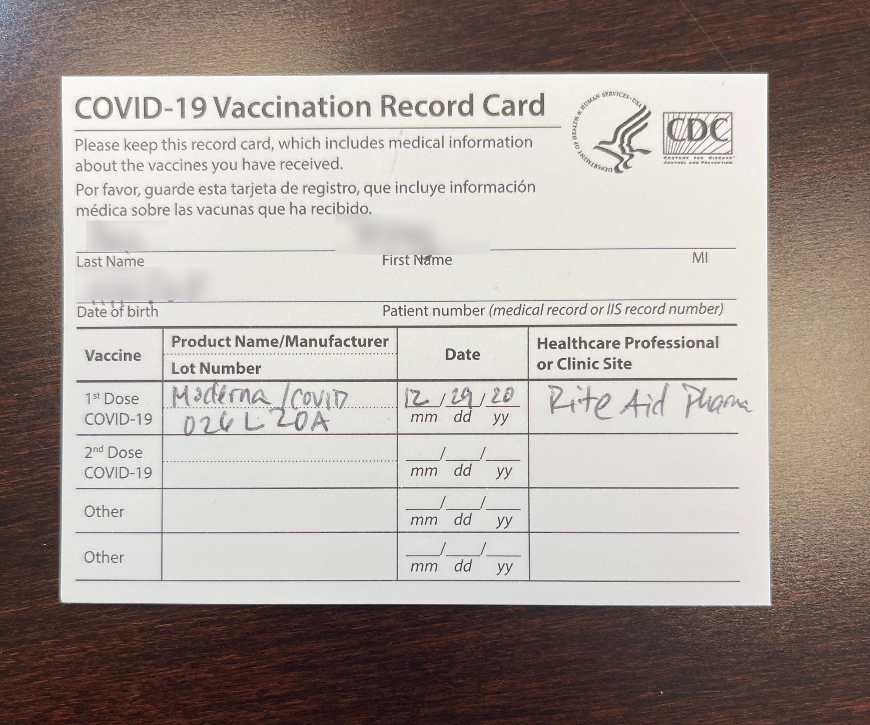 covid vaccine card